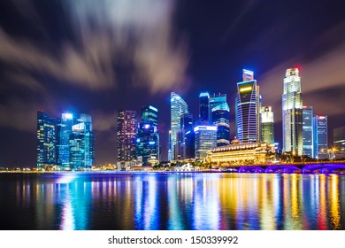 Singapore Skyline At Night