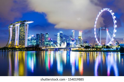 Singapore City Skyline Night Stock Photo (Edit Now) 112003280