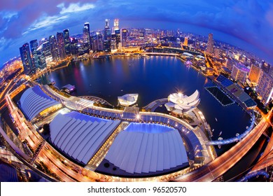 Singapore Skyline At Night