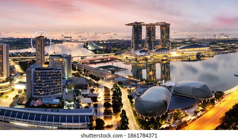 Singapore Skyline View Skyscrapers On Marina Stock Photo 1861784371 ...