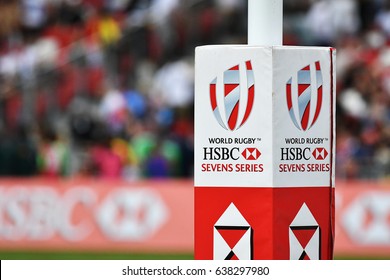 SINGAPORE-2017 APRIL 17: Rugby Pole Of HSBC World Rugby Singapore Sevens On April 16, 2017 At National Stadium In Singapore