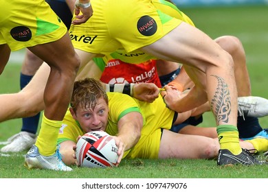 SINGAPORE-2018 APRIL 29: An Action During Of HSBC World Rugby Singapore Sevens Series At National Stadium Singapore