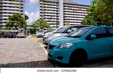 SINGAPORE-22 FEB 2019:Singapore HDB Area Public Car Park View