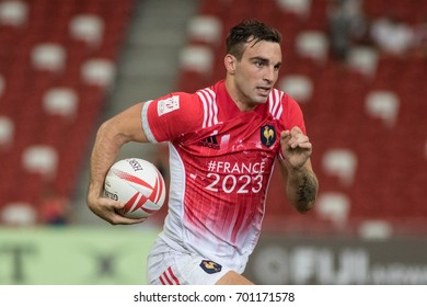 SINGAPORE-APRIL 15:Jean Pascal Barraque Of France 7s Team In Action During Day 1 Of HSBC World Rugby Singapore Sevens On April 15, 2017 At National Stadium In Singapore