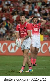 SINGAPORE-APRIL 15:Jean Pascal Barraque Of France 7s Team In Action During Day 1 Of HSBC World Rugby Singapore Sevens On April 15, 2017 At National Stadium In Singapore