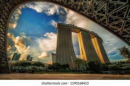 Singapore's Marina Bay Sands from the view of Gardens By The Bay, December 21, 2016 - Powered by Shutterstock