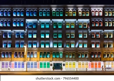 Singapore-Sep 2015 :People Walk Past The Ministry Of Culture Community And Youth And Ministry Of Communications And Information.