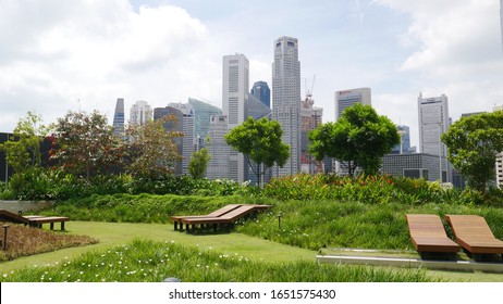 Singapore/Singapore - February 14 2020: Rooftop Garden on Funan Mall in Singapore