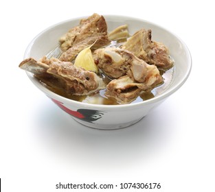 singare bak kut teh, spicy pork rib soup isolated on white background