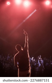 Singer singing for a crowd