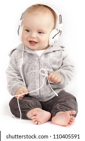 Singing child in headphones