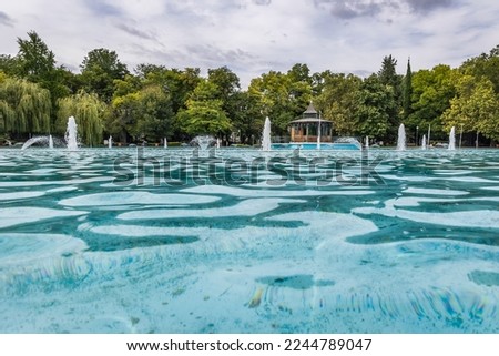 Singing fountains in Tsar Simeon park, Plovdiv city in Bulgaria