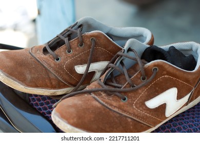 SINGKAWANG, INDONESIA: OCTOBER 22, 2022; Male Brown Leather Shoes, Comfortable Footwear