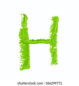 Single abc latin letter symbol drawn with a wax crayon isolated over the white background