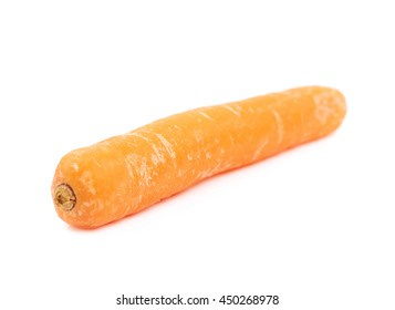 Single Baby Carrot Isolated Over The White Background