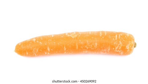 Single Baby Carrot Isolated Over The White Background