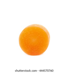 Single Baby Carrot Slice Isolated Over The White Background