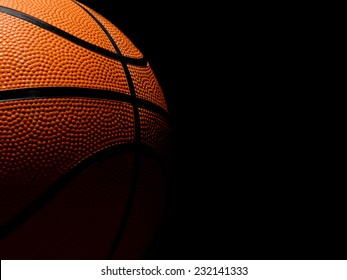 Single Basketball on a black background