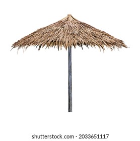 Single beach umbrella parasol made of coconut leaf isolated on white background with clipping path - Powered by Shutterstock