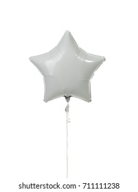 Single Big Star Metallic Balloon Object For Birthday Isolated On A White Background