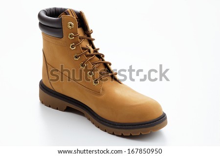Single black boot isolated over white background. Clipping path included.No brand  Stock photo © 