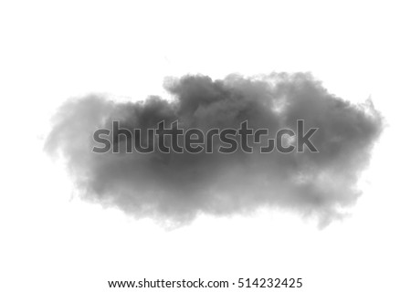 Single black cloud isolated on white background and texture. Ink spot or cigarette smoke cloud, Rorschach test