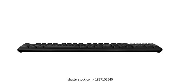 single black computer keyboard, on white background, isolated 