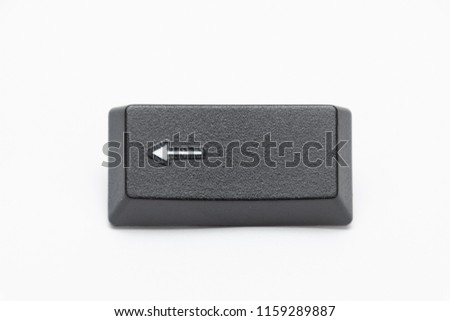 Single black keys of keyboard with different letters