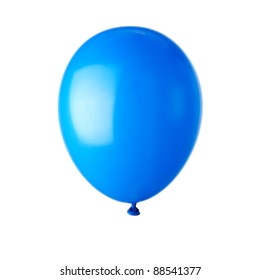 Single Blue Balloon Isolated On White