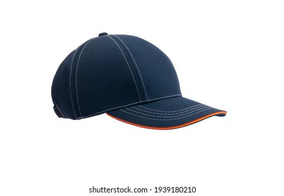 Single Blue Baseball Cap Or Uniform Hat, On White Background, Isolated