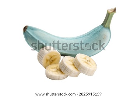 Single Blue Java Banana With Pale Silver Green Pee Isolated On White Background
