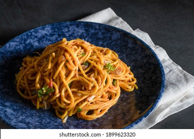 Single Bowl Spaghetti On A Black Stone Table