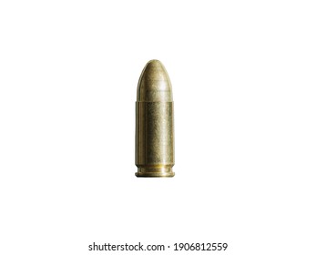 Single bullet 9mm luger isolated