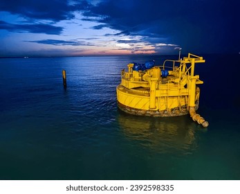 single buoy mooring on the sea at morning sunrise