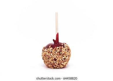 Single Candy Apple Isolated Against A White Background