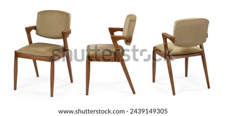 Single chair at different angles on a white background
