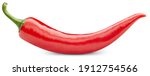 Single chili pepper isolated on white background. Chili hot pepper whole. Chili Clipping Path. Full depth of field.