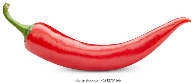 Single chili pepper isolated on white background. Chili hot pepper whole. Chili Clipping Path. Full depth of field. - Shutterstock ID 1912754566