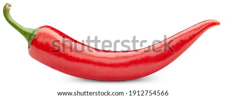 Single chili pepper isolated on white background. Chili hot pepper whole. Chili Clipping Path. Full depth of field.