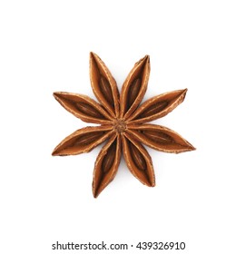 Single Chinese star anise seed isolated over the white background