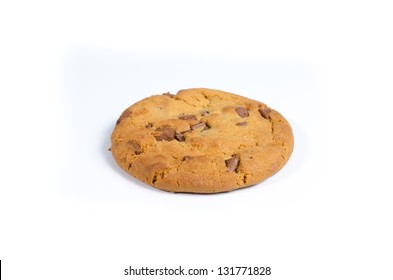 Single Chocolate Chip Cookie On White Background