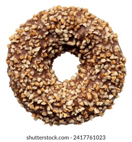 Single chocolate and crushed nuts donut, isolated on white background - Powered by Shutterstock