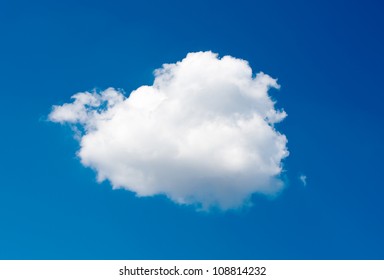 Single Cloud On Blue Sky Background