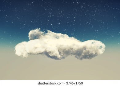 Single Cloud At Sky Stars Background