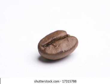 Single Coffee Bean Close Up Isolated On White Background