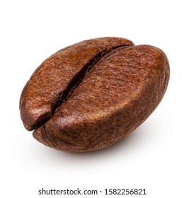 Single Coffee Bean Isolated On White Background