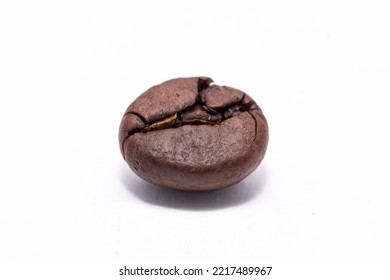 Single Coffee Bean On White Background