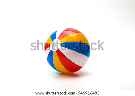 Single Colorful Inflatable PVC beach ball isolate 