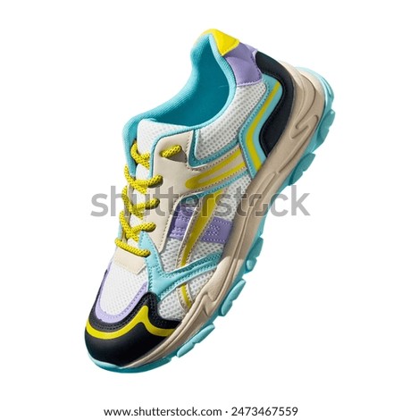 Single colorful sport sneaker isolated on white background. Stylish fashionable sport shoe