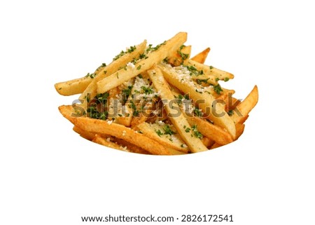 A Single Complete Serving Of Crispy Golden French 3 Isolated On White Background